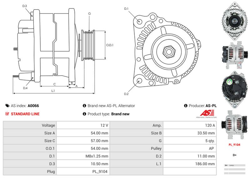 AS-PL A0066 Alternator