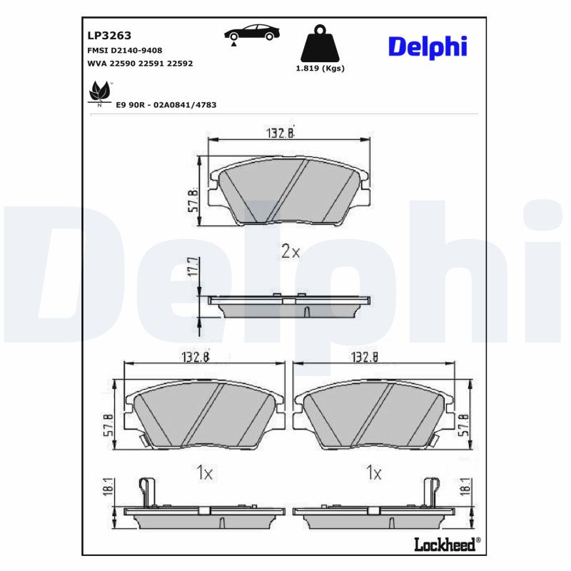 Piduriklotsi komplekt, ketaspidur, DELPHI LP3263