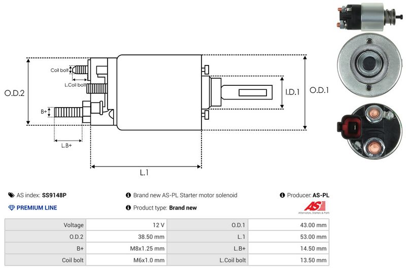 AS-PL SS9148P Solenoid Switch, starter