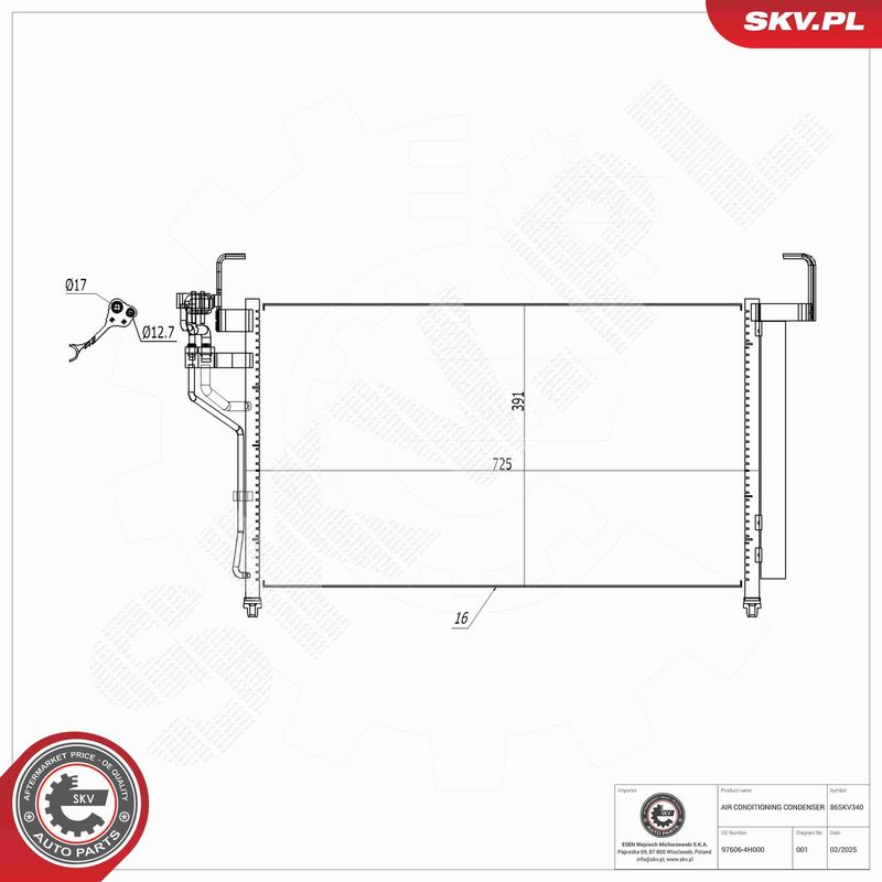 ESEN SKV 86SKV340 Condenser, air conditioning