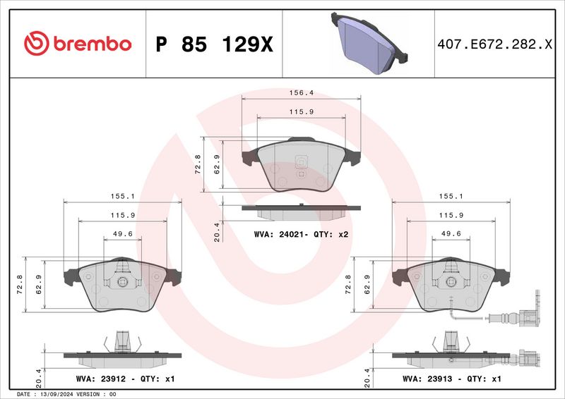 Piduriklotsi komplekt, ketaspidur, BREMBO P 85 129X