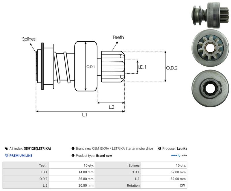 AS-PL SD9128(LETRIKA) Freewheel Gear, starter