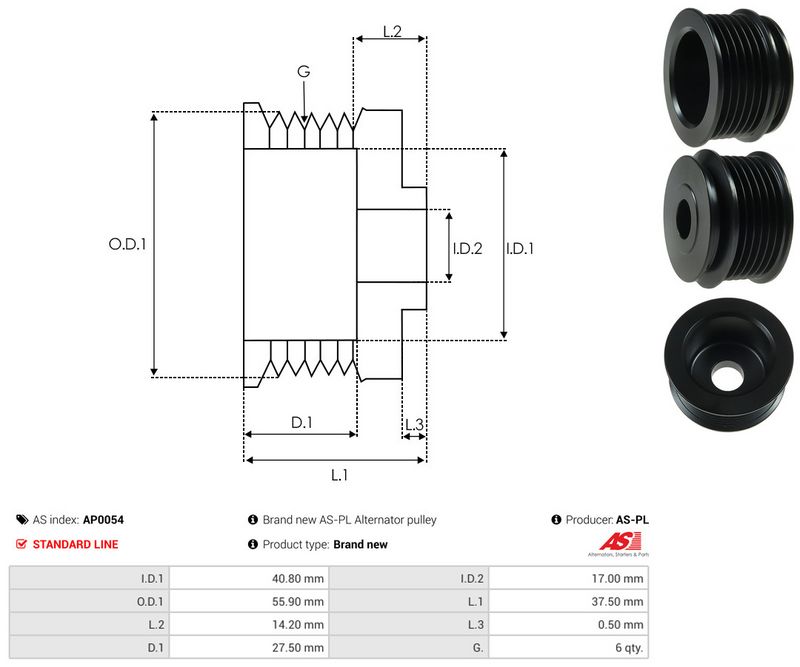 AS-PL AP0054 Belt Pulley, alternator