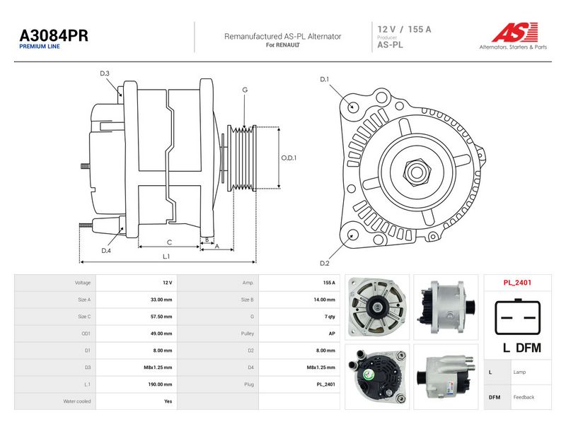 Generaator, AS-PL A3084PR