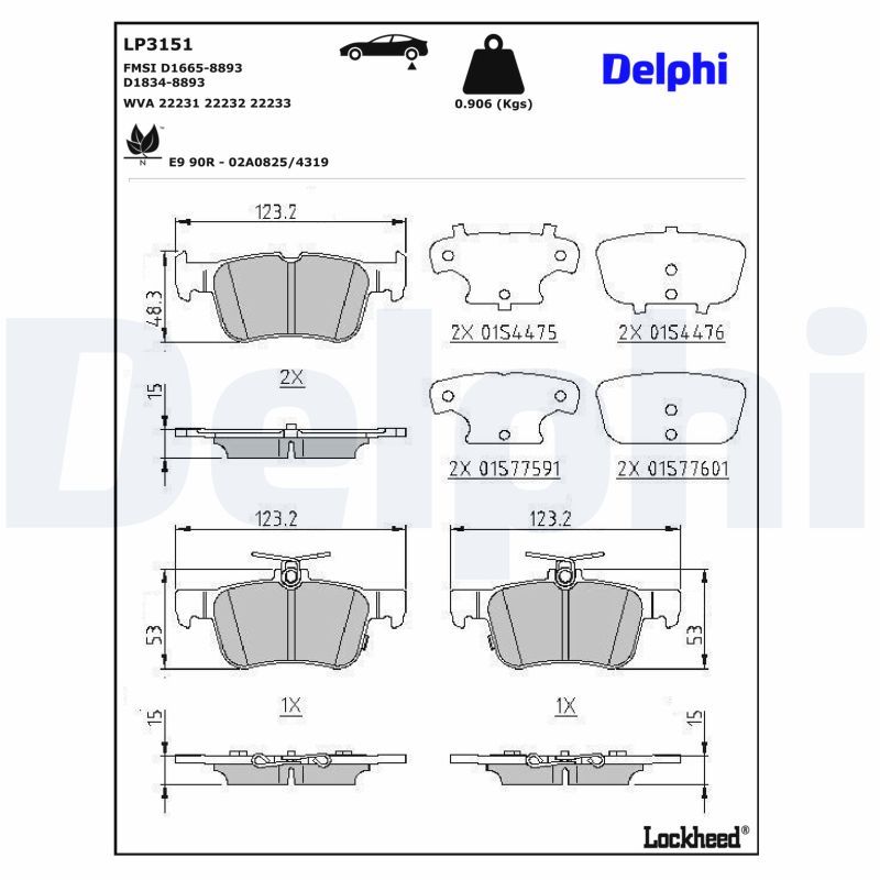 Piduriklotsi komplekt, ketaspidur, DELPHI LP3151