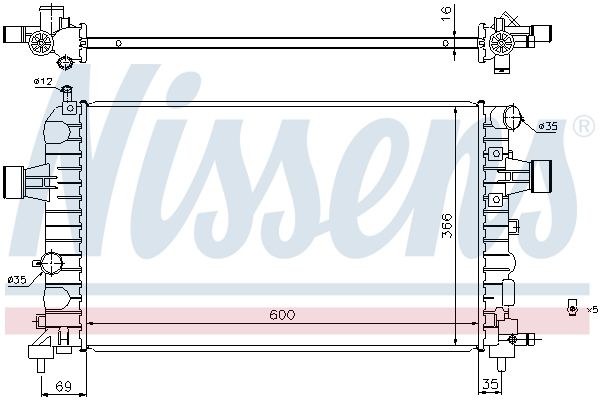 Радиатор охлаждения OPEL ASTRA H (04-) (выр-во Nissens)