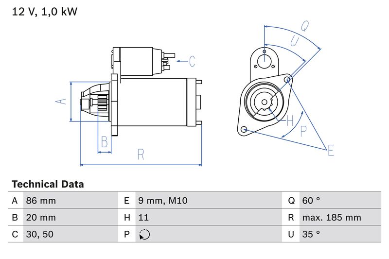 BOSCH önindító 0 986 027 030