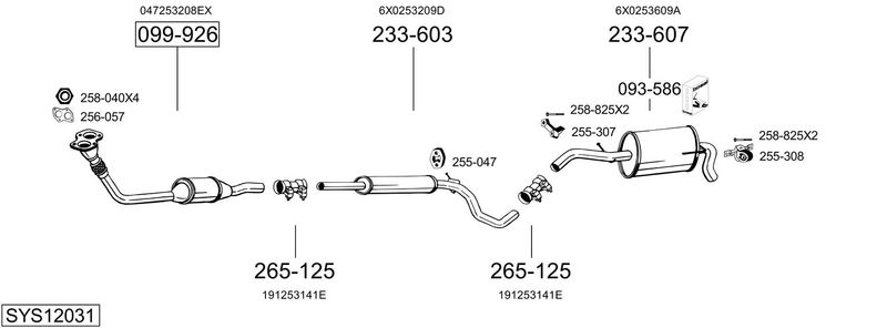 BOSAL kipufogórendszer SYS12031