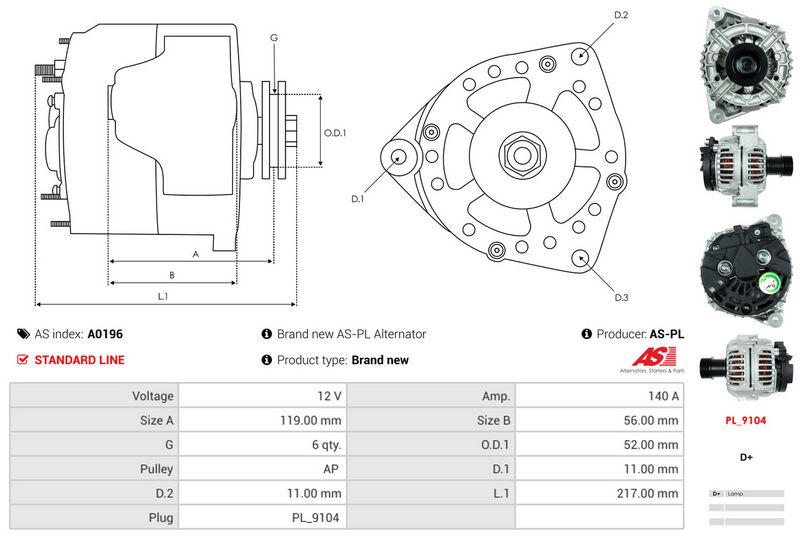 AS-PL A0196 Alternator