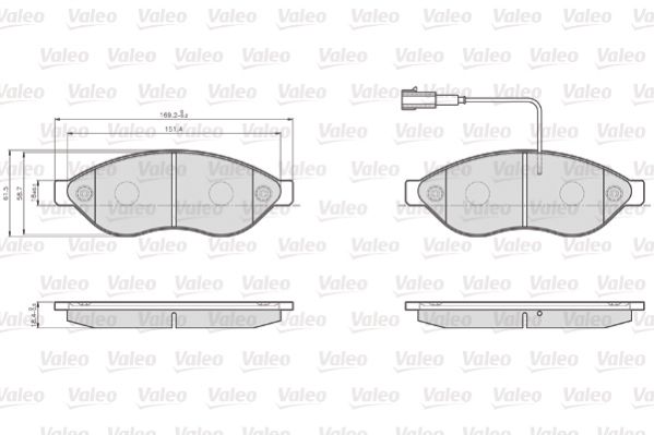 Комплект гальмівних накладок, дискове гальмо, Valeo 872468