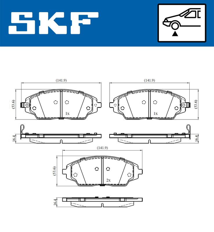 Комплект гальмівних накладок, дискове гальмо, Skf VKBP80515A