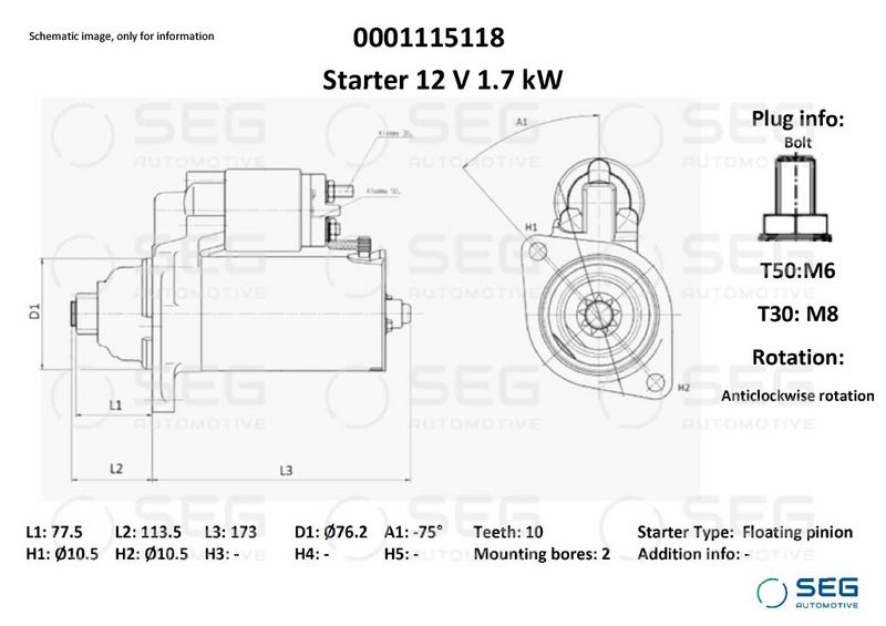 SEG Automotive 0001115118 Starter