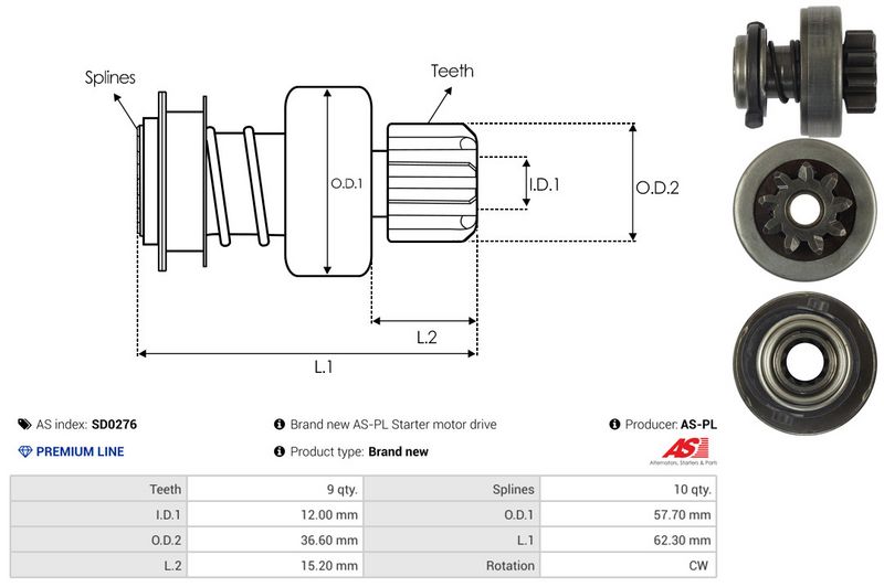 AS-PL SD0276 Freewheel Gear, starter