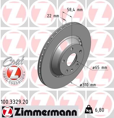 Гальмівний диск, Zimmermann 100.3329.20