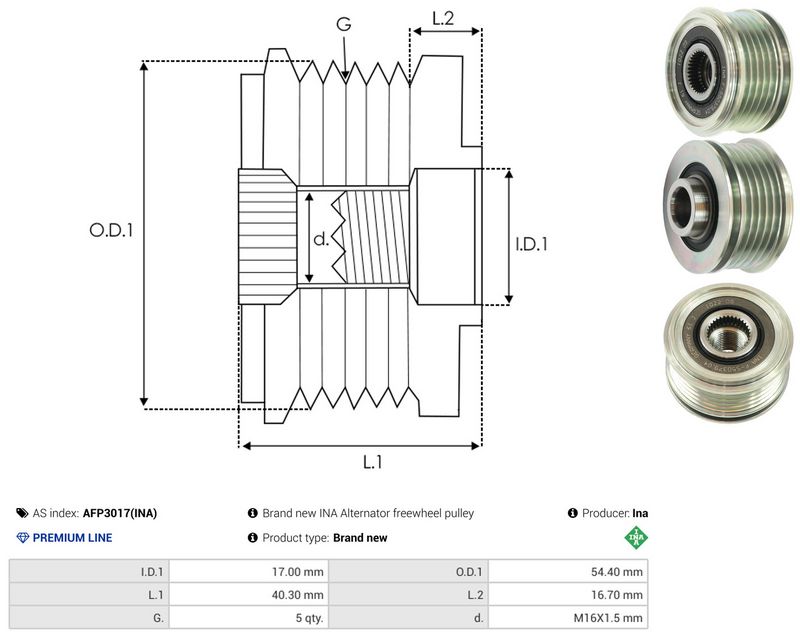 AS-PL AFP3017(INA) Alternator Freewheel Clutch