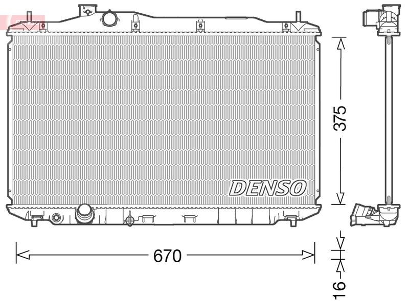 Радіатор, система охолодження двигуна, Denso DRM40040