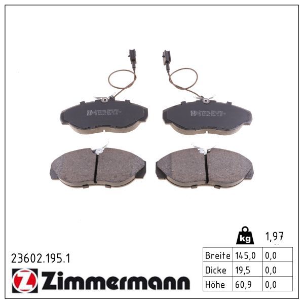 комплект спирачно феродо, дискови спирачки ZIMMERMANN