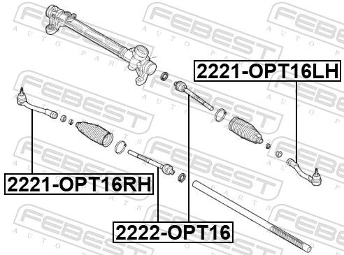 Наконечник, поперечна кермова тяга, Febest 2221-OPT16LH