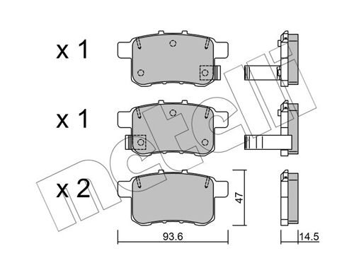 Комплект гальмівних накладок, дискове гальмо, Metelli 22-0868-0