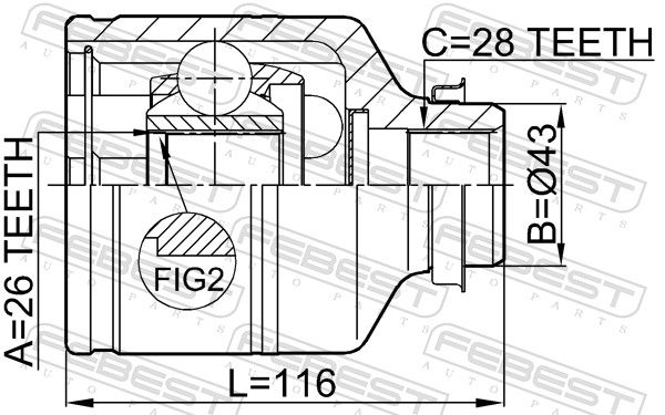 FEBEST 2211-CARRH Joint Kit, drive shaft