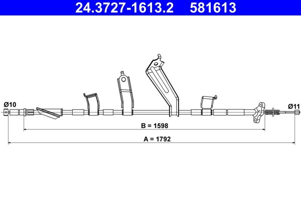 ATE Trekkabel, parkeerrem 24.3727-1613.2