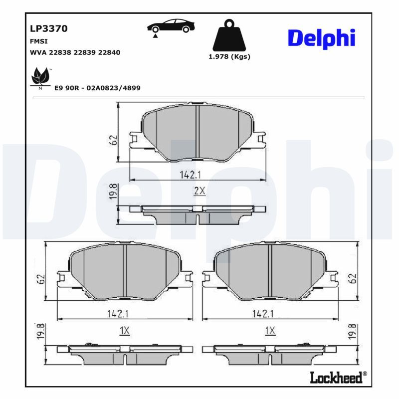 Piduriklotsi komplekt, ketaspidur, DELPHI LP3370