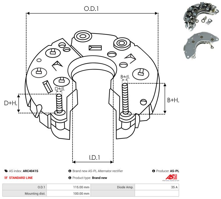 AS-PL ARC4041S Rectifier, alternator