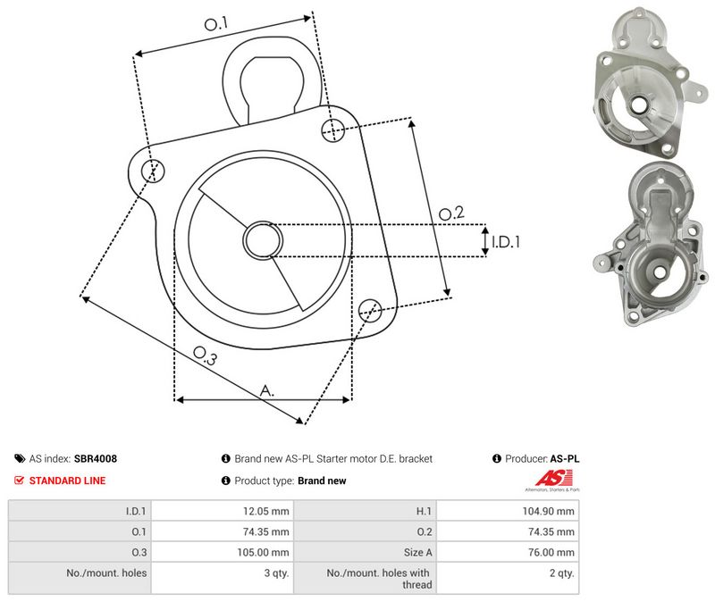 AS-PL SBR4008 Starter Lid, carburettor