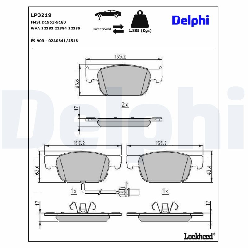 DELPHI LP3219 Brake Pad Set, disc brake