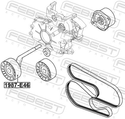 FEBEST 1987-E46 Tensioner Pulley, V-ribbed belt