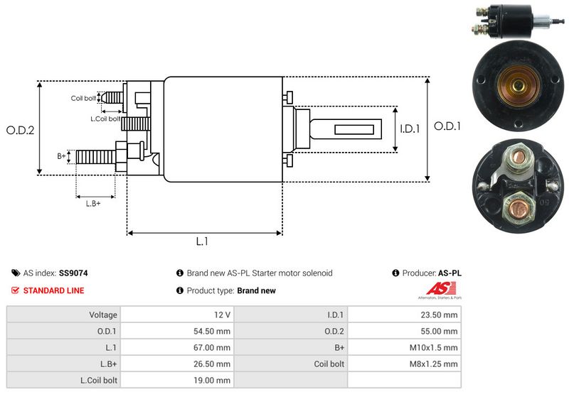 AS-PL SS9074 Solenoid Switch, starter