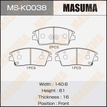 Комплект гальмівних колодок, Masuma MS-K0038