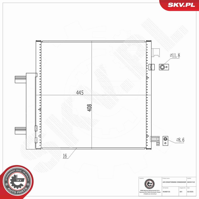 ESEN SKV 86SKV143 Condenser, air conditioning