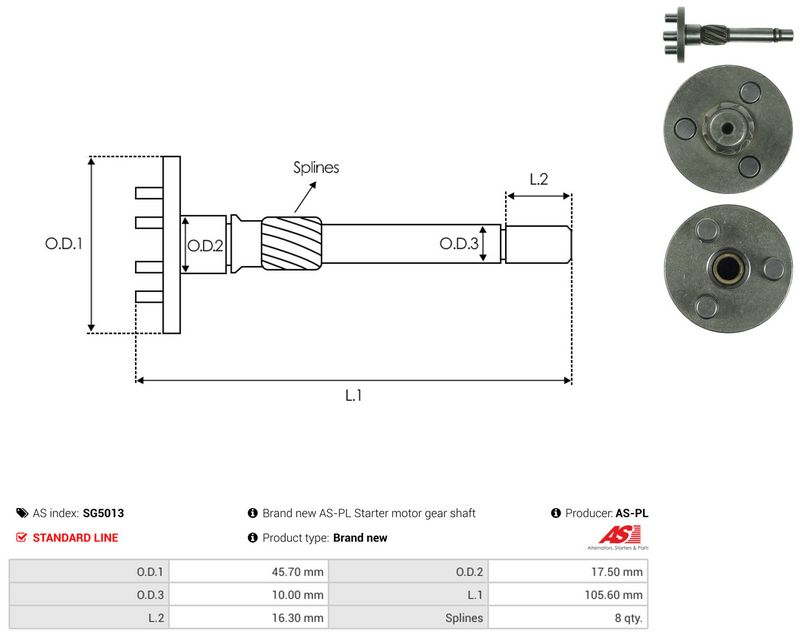 Remondikomplekt, Starter, AS-PL SG5013