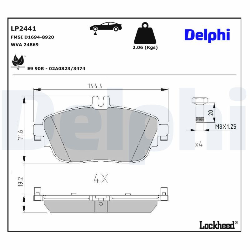 Piduriklotsi komplekt, ketaspidur, DELPHI LP2441