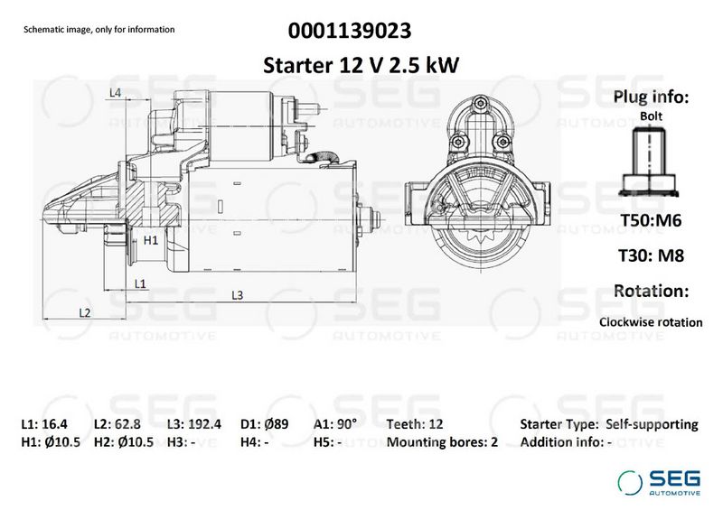 SEG Automotive 0001139023 Starter