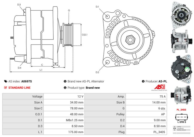 AS-PL A0697S Alternator