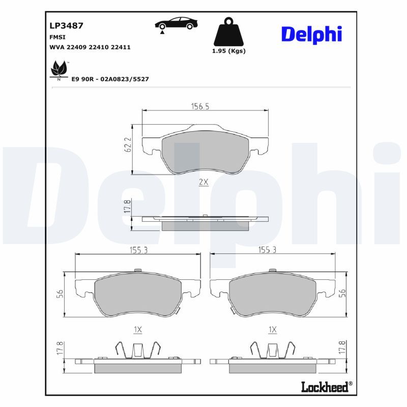 Set placute frana,frana disc LP3487 DELPHI
