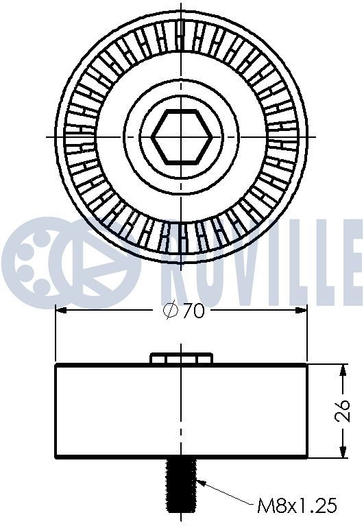 Відвідний/напрямний ролик, поліклиновий ремінь, Ruville 542299