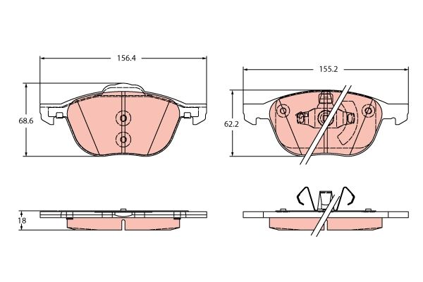 Комплект гальмівних накладок, дискове гальмо, Trw GDB2348