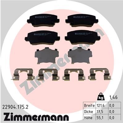 ZIMMERMANN fékbetétkészlet, tárcsafék 22904.175.2