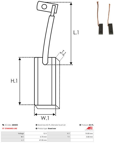 AS-PL AB5003 Carbon Brush, alternator