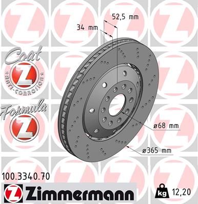 Гальмівний диск, Zimmermann 100334070