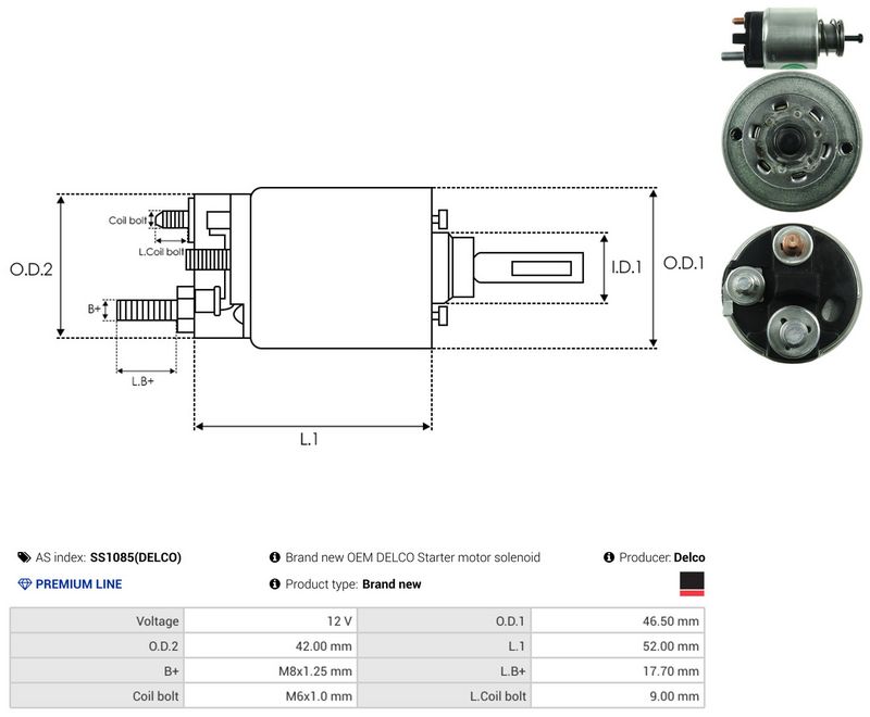 Magnetlülitus, starter, AS-PL SS1085(DELCO)