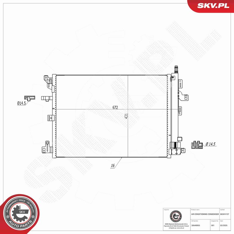 ESEN SKV 86SKV137 Condenser, air conditioning
