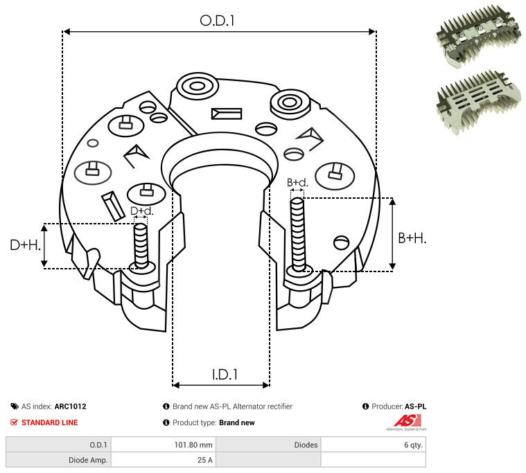 AS-PL ARC1012 Rectifier, alternator