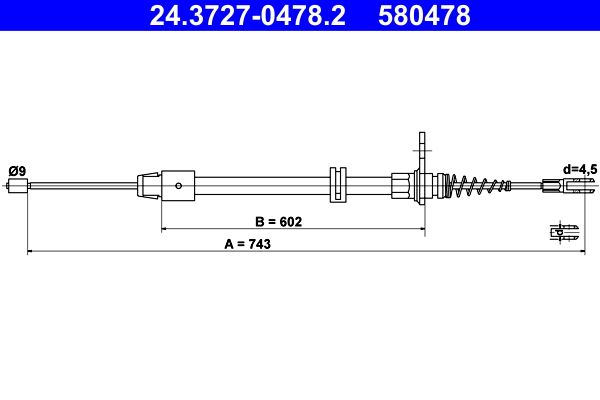 Тросовий привод, стоянкове гальмо, Ate 24.3727-0478.2