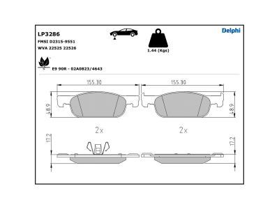 DELPHI LP3286 Brake Pad Set, disc brake