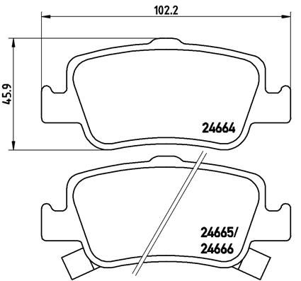 Колодка тормозов. диск. TOYOTA AURIS, COROLLA задн. (выр-во BREMBO)