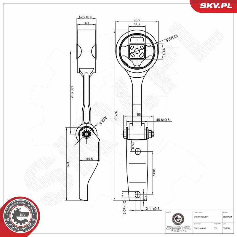 ESEN SKV 75SKV514 Mounting, engine
